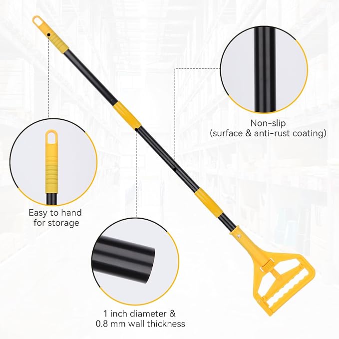 BeiLan Mop Handle Commercial Heavy Duty - 57 Inch Industrial Metal Mop Stick Replacement for Floor Cleaning - Professional Mops Head Replacement Holder