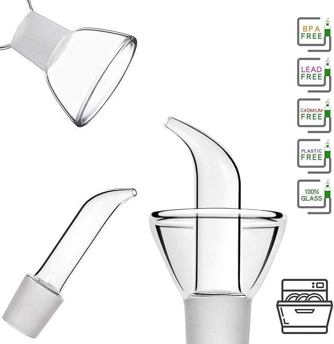 HAIZEEN 17oz/500ml Clear Glass Olive Oil Dispenser Bottle - Oil and Vinegar Cruet with Non Drip Pourers and NO Funnel Needed - Olive Oil Carafe Decanter for Kitchen and BBQ