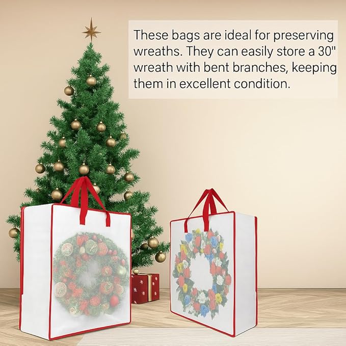 5 Pack Moving Bags, Wreath Storage Bag, Garland Container, Clear Storage Bags with Handles and Zippers Moving Bag for College Carrying, Bedding, Toys Organizer, Under the Bed Storage