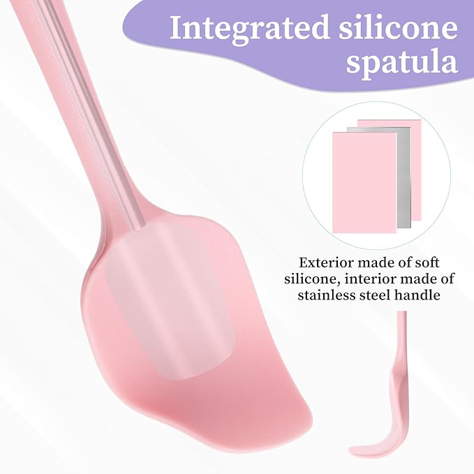 Silicone Spatula Set, 4 Piece Silicone Spoon Spatula Set, Heat Resistant Rubber Spoonula, Food Grade Flexible Small Rubber Spatulas for Baking Mixing Tool, Colorful