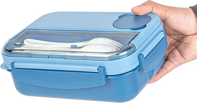 Restaurantware Bento Box 1 Count 44 Ounce Plastic Lunch Box With Cutlery