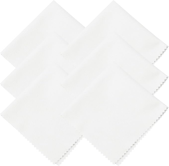 uxcell 6 Pcs Microfiber Cleaning Cloth for Glasses, 8 x 8 Inch Eyeglass Cleaning Cloth, Glasses Cleaner Wipes for Electronics Lenses Screens Cameras Cell Phones, Light White