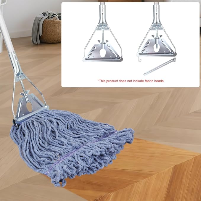BeiLan Mop Handle Commercial Heavy Duty - 57 Inch Industrial Metal Clamp Mop Stick Replacement for Floor Cleaning - Professional Mops Head Replacement Holder