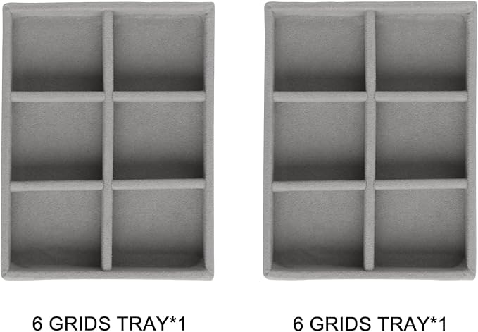 Frebeauty Small Jewelry Tray Set,Stackable Velvet Jewelry Organizer Tray,Mini Jewelry Drawer Organizer,Drawer Inserts,4.92 x 3.74 x 0.9 Inches