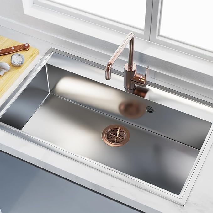 KONE 3.5" Copper Sink Drain - Stainless Steel Strainer