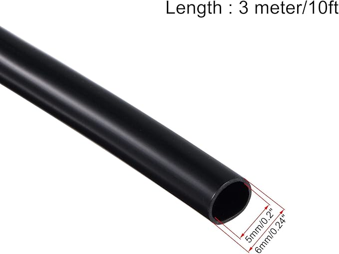 uxcell Black PVC Tube Wire Harness Tubing, 5mm ID 10ft Sleeve for Wire Sheathing Wire Protection