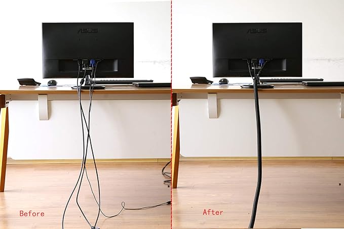 Alex Tech 10ft - 3/4 inch Cord Protector Wire Loom Tubing Cable Sleeve Split Sleeving For USB Cable Power Cord Audio Video Cable – Protect Cat From Chewing Cords - Black