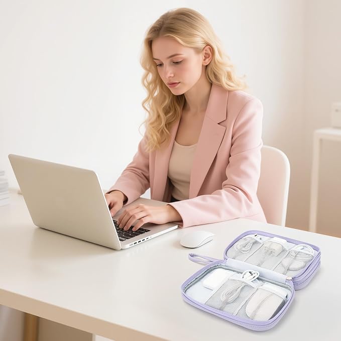 Skycase Tech Pouch - Lightweight Electronics Organizer Travel Case - Double Layers Cable Organizer - All-in-One Storage Bag for Charger, Cord, Phone, Flash Drive, Essentials