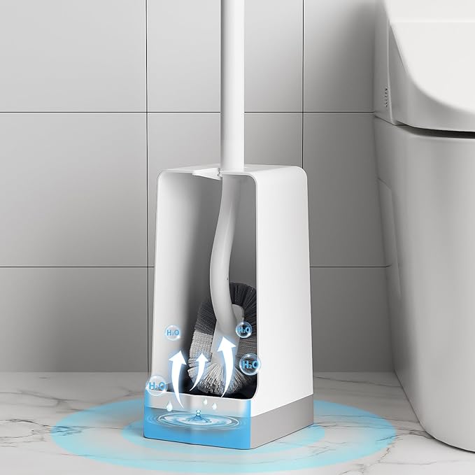 Marbarsse Bathroom Toilet Bowl Brush and Holder, Curved Design Dismount Toilet Brush for Deep Cleaning Under Rim, Best Toilet Brush Set, CompactToilet BowlCleaner Brush for Bathroom, 1 Pack
