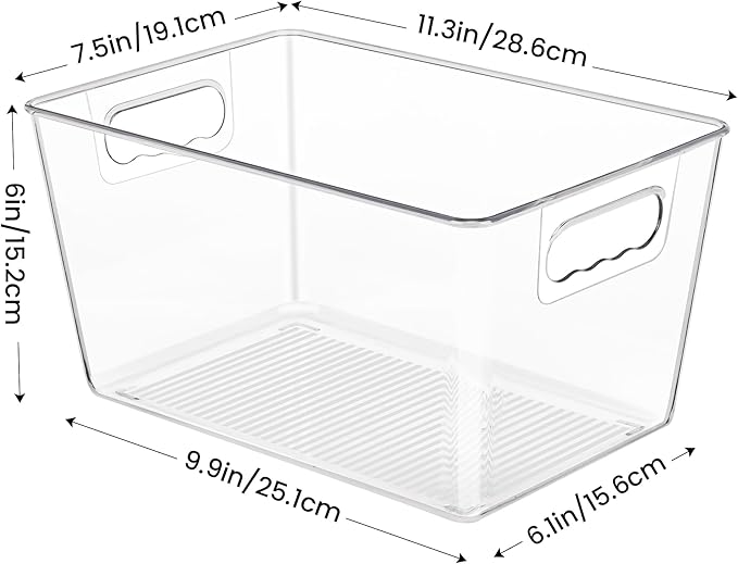 8 Pack Clear Pantry Organizer Bins
