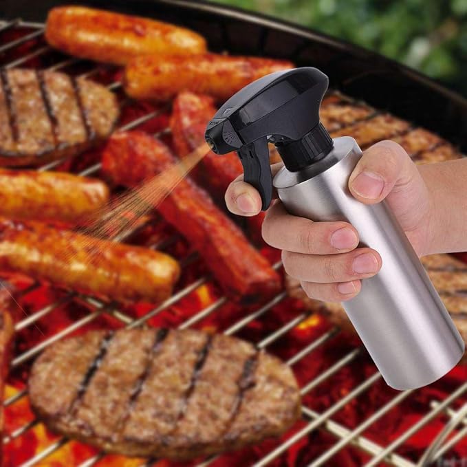 Oil Sprayer For Cooking, Stainless Steel Dispenser Olive Oil Spray Bottle Kitchen Barbecue Tool for Air Fryer BBQ Salad Baking Roasting Grilling