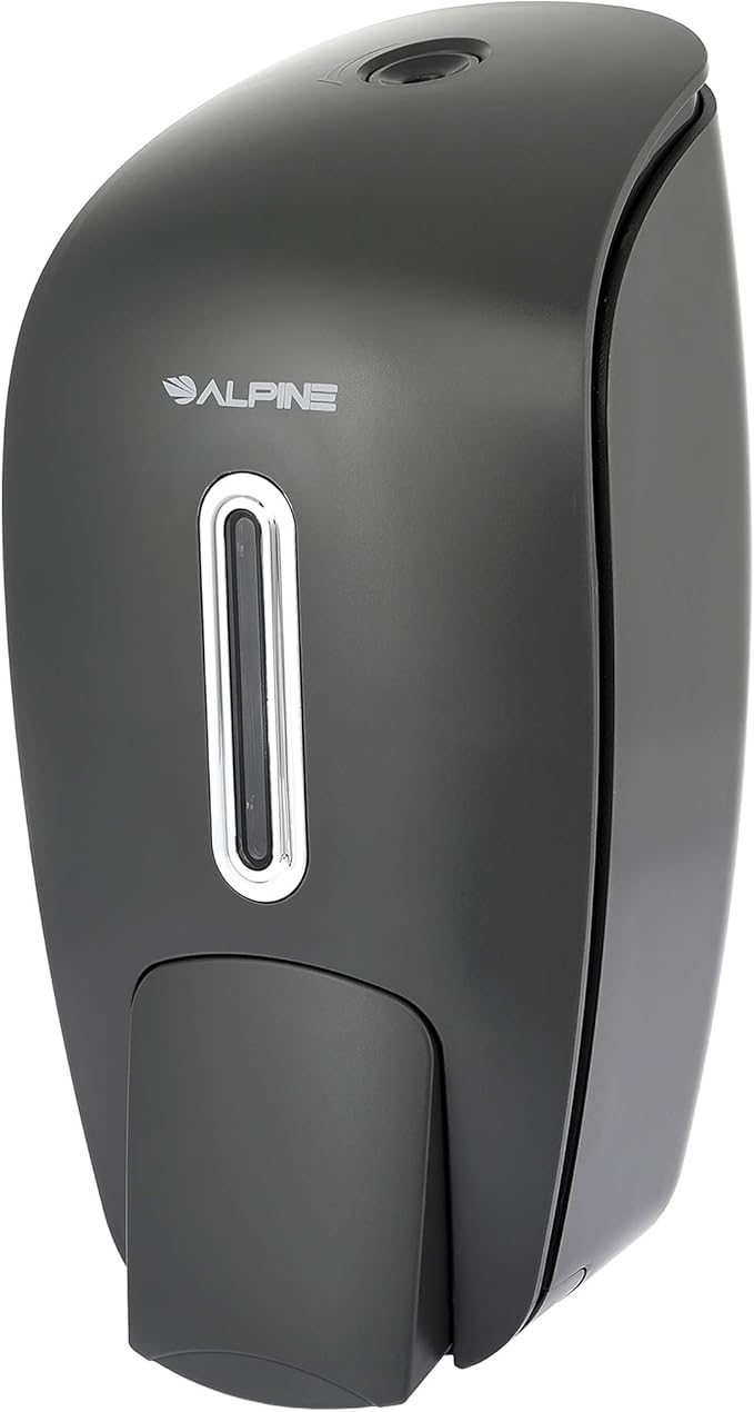 Manual Soap Dispenser Wall Mount - Commercial Soap Dispenser Wall Mounted for Liquid Soap & Hand Sanitizer in Bathroom, Kitchen, Businesses Refillable Large 800 ml Capacity - Grey by Alpine Industries