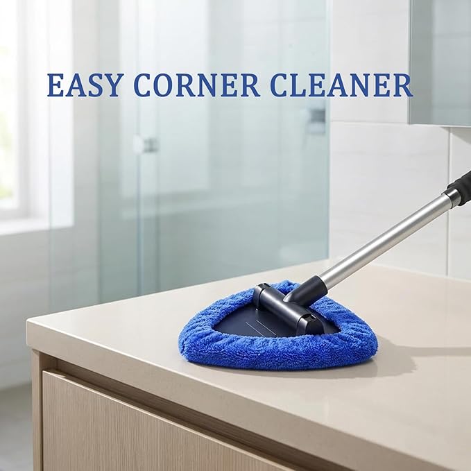 Car Windshield Cleaner Tool (2-Pack) with Extendable Handle, Inside Auto Window Glass Cleaning Kit with 8 Washable Microfiber Pads & Spray Bottle