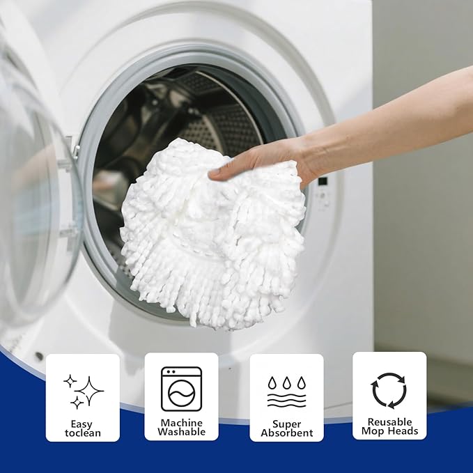 New 4 Pack Mop Head Replacement Compatible with O Cedar Mop Replace Head EasyWring 1-Tank, Microfiber Spin Mops Refills, Easy Cleaning