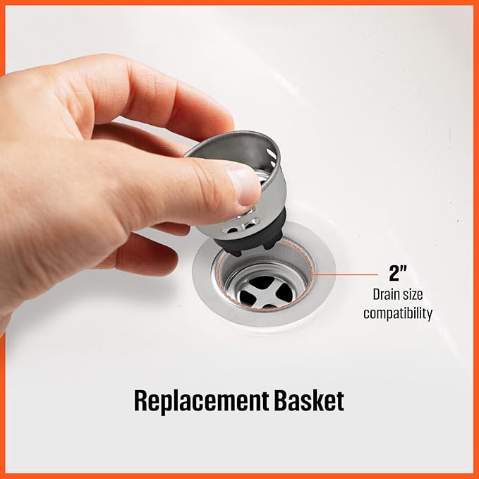 HIGHCRAFT 97733-2 Stainless Steel Junior Duo Strainer/Stopper (1.5 inch) Replacement Basket for Bar and Prep Sinks Drains pack of 2