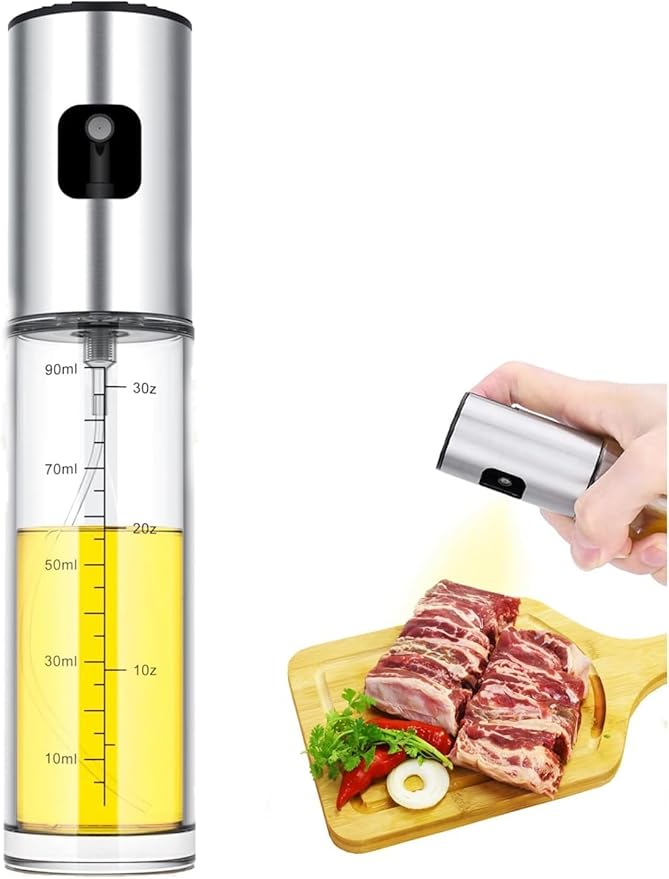 Cooking Oil Sprayer, 100ml Olive Oil Sprayer, Seasoning Spray Bottle, Glass Bottle for Roasting Olive Oil, Suitable for Kitchen, Cooking, BBQ,Baking Bread, and Barbecuing