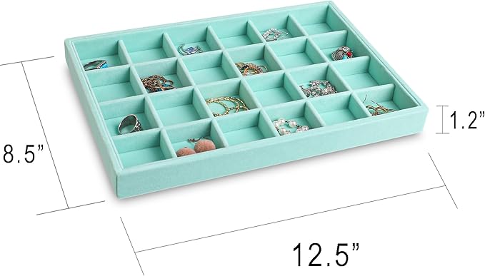 Frebeauty Stackable Velvet Jewelry Organizer Trays for Drawers Inserts Jewelry Storage Tray Display Case