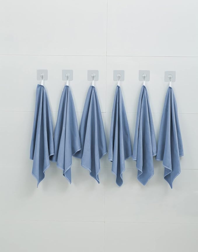 Puomue 6 Pack Microfiber Glass Cleaning Cloth, 16 Inch X 16 Inch, Lint Free Quickly Clean Window, Glasses, Windshields, Mirrors, and Stainless Steel