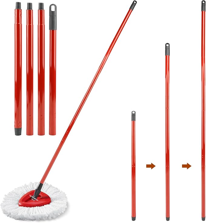 iayokocc Mop Handle Replacement Accessories for Vileda Spin Turbo/Turbo Smart/EasyWring Mop,4-Section Adjustable 28.5" to 54.5" Mops Pole,Easy Installation, Only Mops Handle are Included
