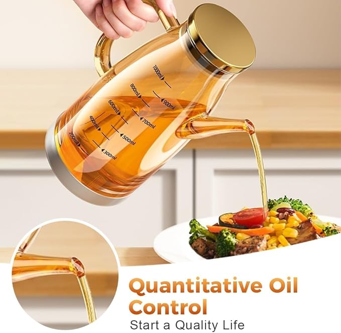 Generic Oil Dispenser Bottle with Drip Free Spout - 34 oz Glass Oil Dispenser - Kitchen, Barbecue, Air Fryer, Frying - Cooking Kitchen Gadgets