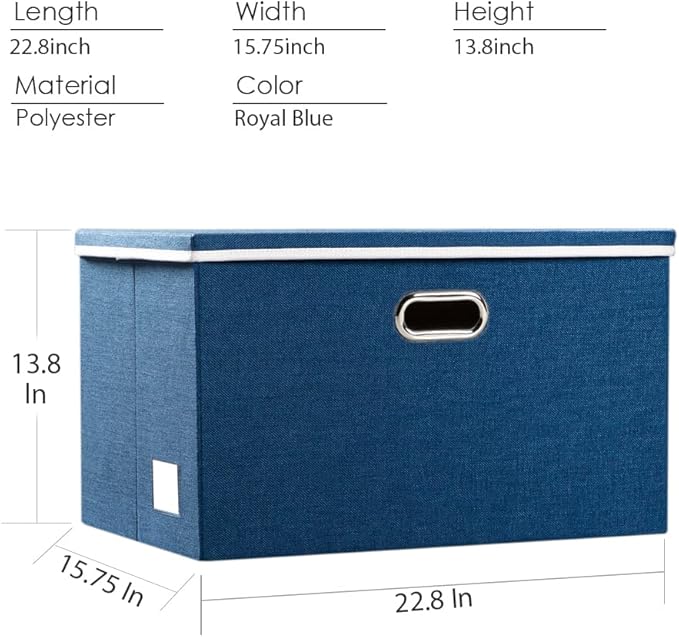 PRANDOM Extra Large Storage Bins [3-Pack] - Linen Foldable Baskets for Bedroom/Closet