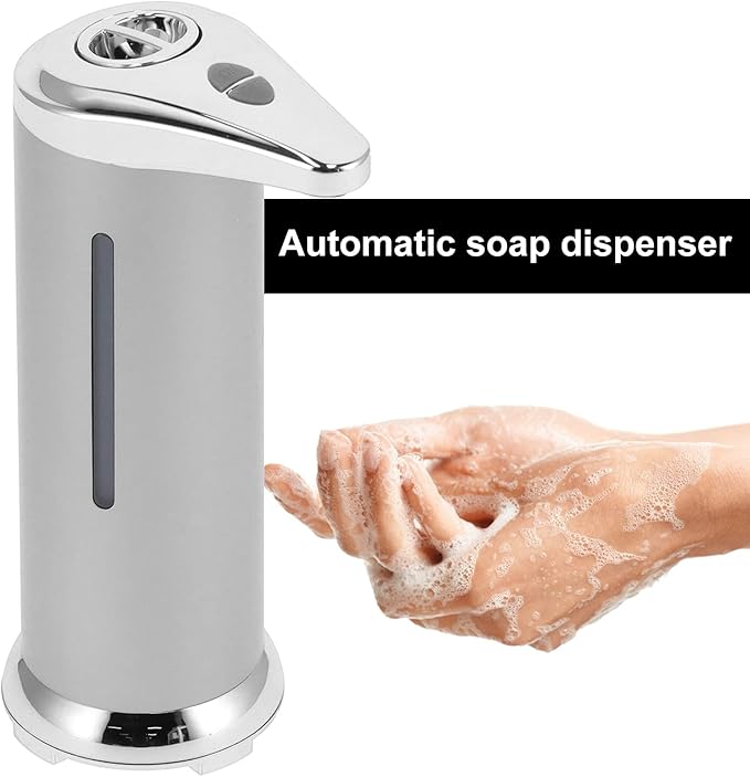 250ml Soap Dispenser, Automatic Soap Dispenser Touchless Touchless Hand Soap Dispenser for Home Bathroom Kitchen School Hotel (Silver)