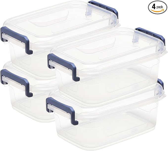 Plastic Small Storage Bins with Lids, Clear Stackable Storage Containers 2.5Q
