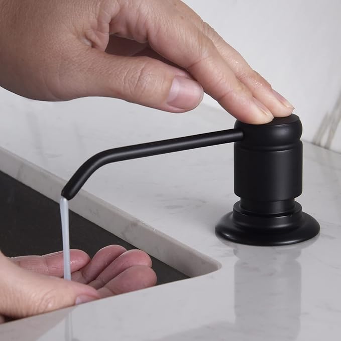 Gagal Soap Dispenser (Matte Black) and Extension Tube Kit for Kitchen Sink, Complete Brass Pump with 40" Silicone Tube Connect to The Bottle Directly, Say Goodbye to Frequent Refills