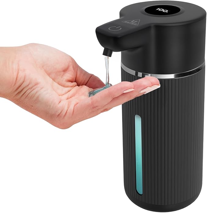 Touchless Automatic Soap Dispenser for Kitchen and Bathroom, Liquid Hand Soap Dispenser, Water-Resistant and Rechargeable, 14.2oz/420ml ，Intelligent Digital Display，4-Level Adjustable,Modern