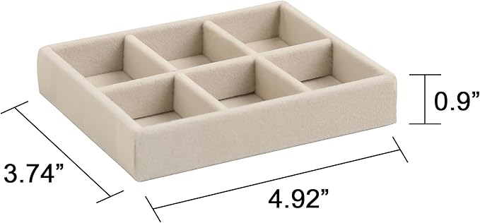 Small Jewelry Tray Set, Stackable Velvet Jewelry Organizer Tray, Set 9,Beige