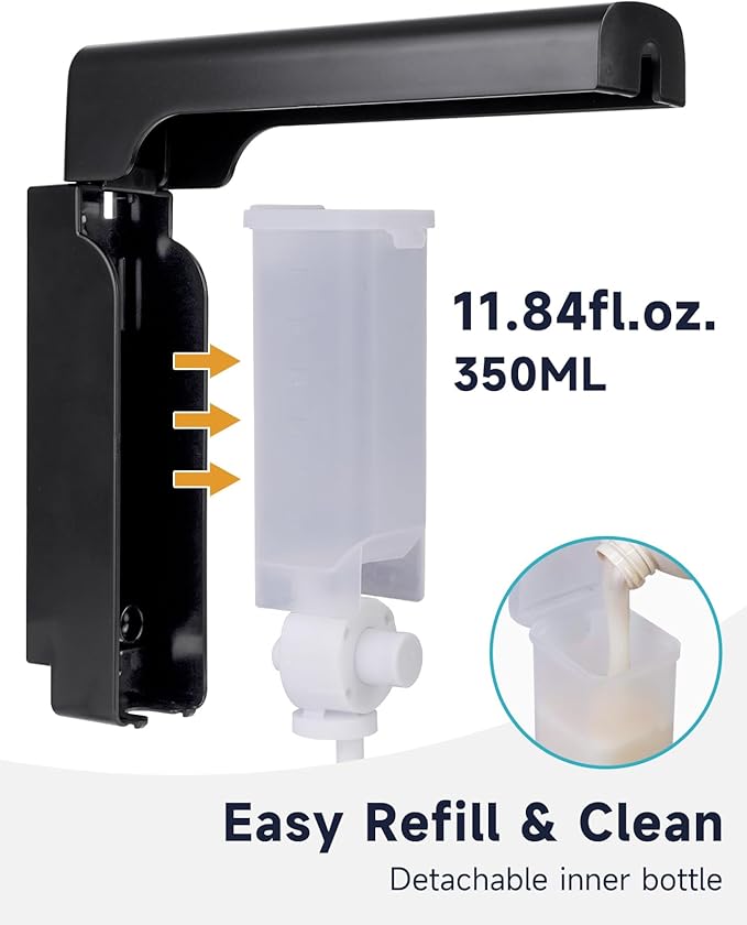 AIKE 2 Chambers Shower Shampoo and Conditioner Dispenser 2 x 11.8 fl.oz. for Bathroom(Black)