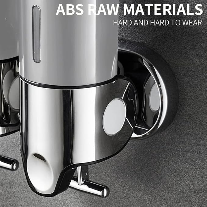 No-Drill 3 Pack 500ml Wall Mounted soap Dispenser for Bathroom and Kitchen, Shampoo and Conditioner Dispenser Drill Free with Adhesive(Round-Silve)