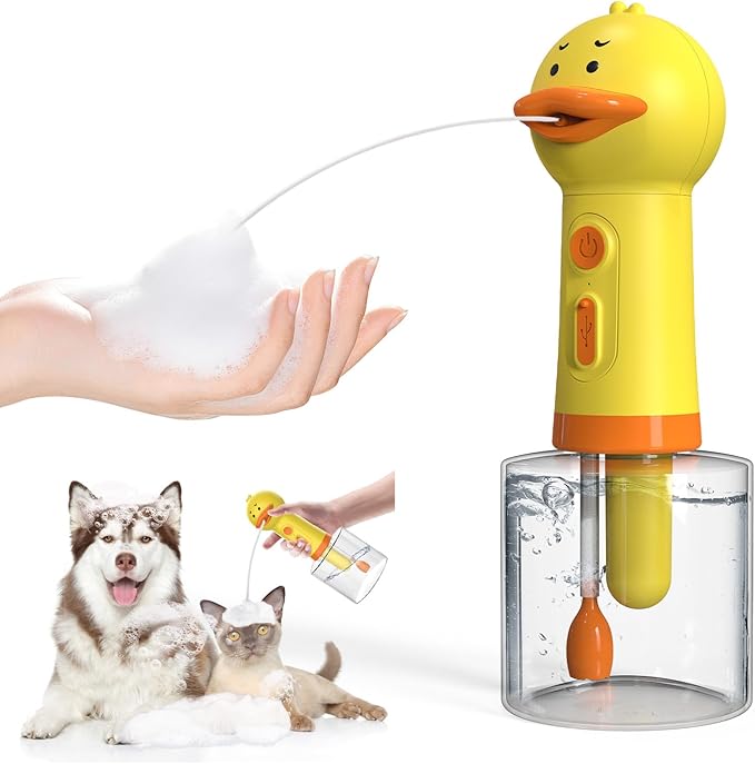 Electric Foaming Shampoo Dispenser, Automatic Rechargeable Soap Dispenser for Dog/Cat Bathing, Bathroom, Kitchen Sink, Toilet Cleaning