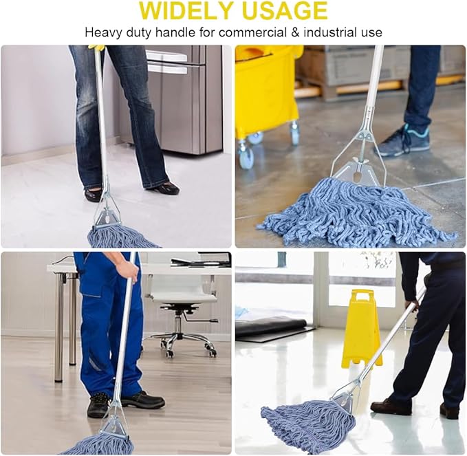 BeiLan Mop Handle Commercial Heavy Duty - 57 Inch Industrial Metal Mop Stick Replacement for Floor Cleaning - Professional Mops Head Replacement Holder