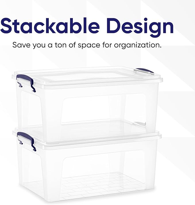 Storage Bins with Lids, Clear Plastic Containers for Organizing, 2 Pack, 28.5 Qt