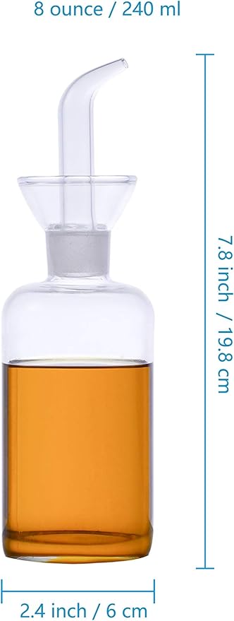 HAIZEEN 8oz/240ml Glass All-Purpose Cruet, Glass Oil Decanter and Cruet for Kitchen and BBQ