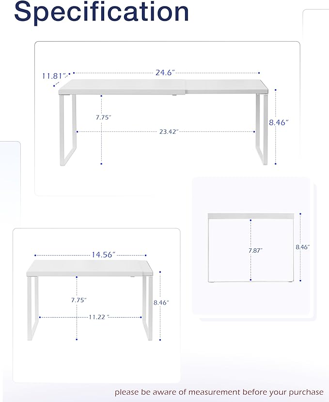 Nxconsu Cabinet Shelf Expandable Organizer Riser Rack for Kitchen Pantry Cupboard Under Sink Countertop Home Organization Extra Storage Space Saver Heavy Duty Metal Edgeless Design White Extra Large