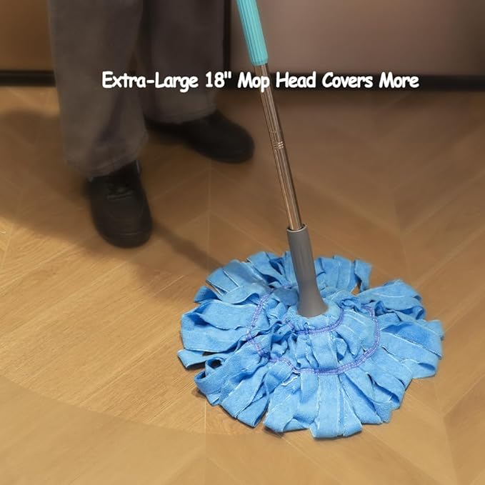 EaseYourDay Self-Wringing Twist Mops, Hands-Free Ratchet Wringing, Microfiber Mop with 1 Extra Refill