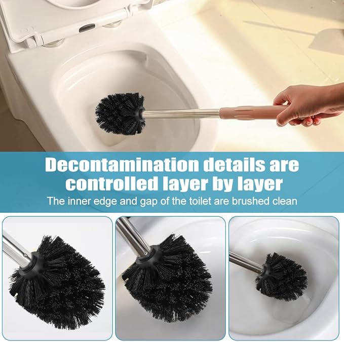 2PCS Toilet Bowl Brush Replacement Head, Toilet Brush Head Replacement with Durable Stiff Bristles, Cleaning Tool for Home Hotel Bathroom (Color:Black)