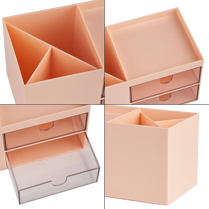 Office Desk Organizer with drawer, Office Supplies and Desk Accessories, Pink