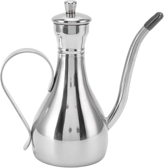 Stainless Steel Oil Dispenser Bottle, 11oz/350ml Non Drip Leak Proof Pouring Pot for Olive Oil, Vinegar, Soy Sauce, Salad, Oil Storage Can Container for Home Kitchen