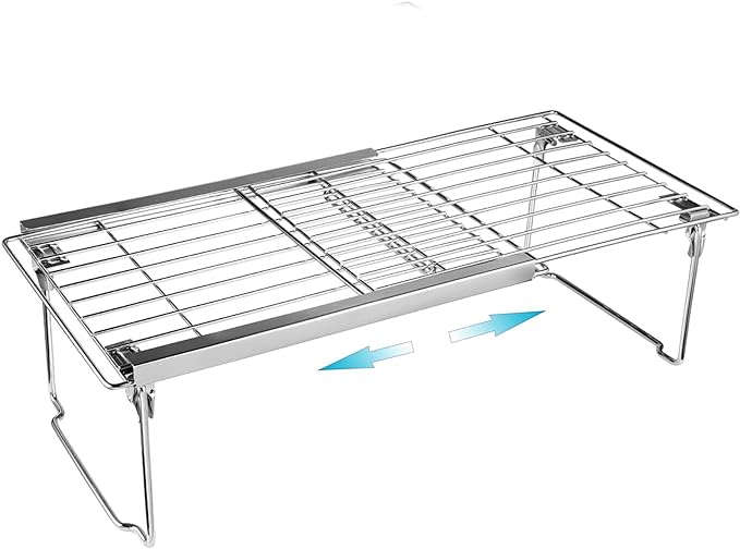 Orgneas Expandable Cabinet Shelf Organizer, Adjustable Freezer Shelf 15.8"-22" Thickened Heavy Duty Organizer and Storage Shelf for Kitchen Cabinet Pantry Refrigerator