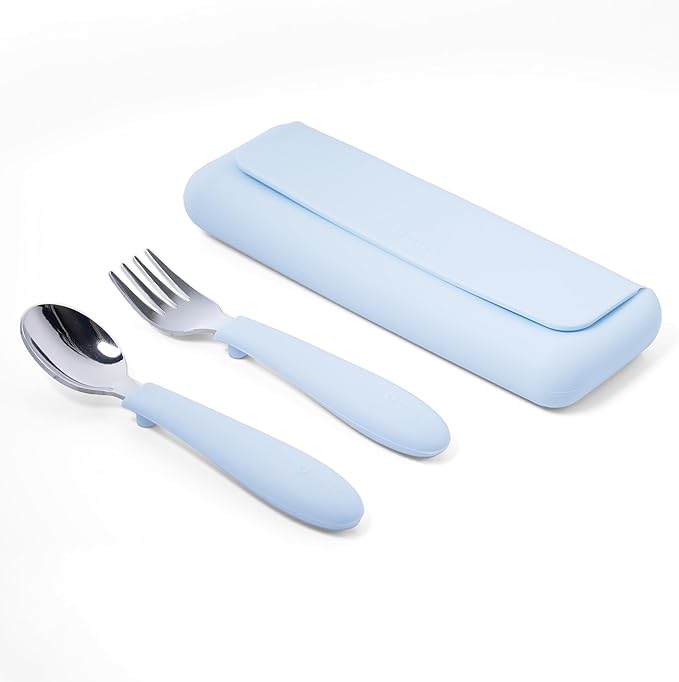 ASOMIC Premium 316 Stainless Steel Toddler Utensils with Silicone Handles & Travel Case, Kids Spoon & Fork Set for Toddler Self Feeding at Daycare, Preschool & School, BPA-Free, Dishwasher Safe