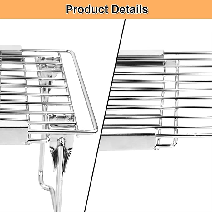 Orgneas Expandable Cabinet Shelf Organizer, Adjustable Freezer Shelf 15.8"-22" Thickened Heavy Duty Organizer and Storage Shelves for Kitchen Cabinet Pantry Refrigerator, 2 Pcs