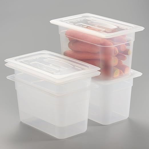 4-Pack 1/4 Size 6" Deep Food Pan with Handled Lid