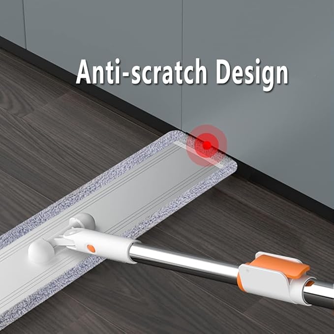 Microfiber Flat Mop 32 in Large Mops for Floor Cleaning Commercial Dust Dry Wet Mops on Hardwood Floors with 4 Washable Pads Aluminium Telescopic Long Handle Floor Cleaning Tools