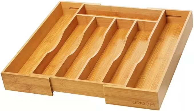 2-Piece Bamboo Silverware Organizer