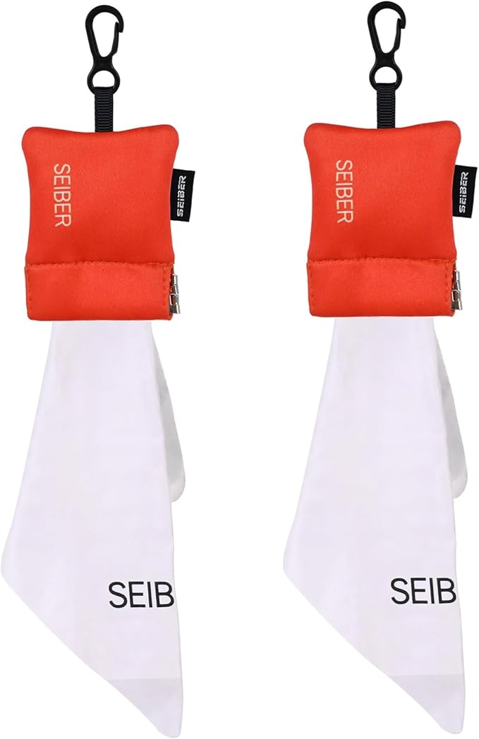 SEIBER Microfiber Lens Cloth Screen Cleaner - Lens Cleaner with Neoprene Pouch | 7 x 7 inch Microfiber Cleaning Cloths for Glasses,Laptops, Cameras| Self-Closing Bottom(2PCS,OR), Orange