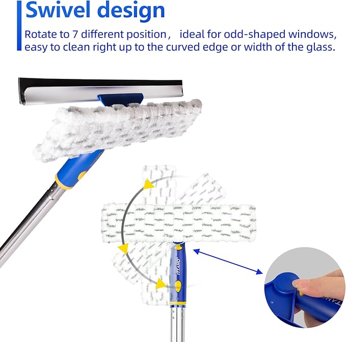 ITTAHO 86.6" Window Squeegee Cleaner,2 in 1 Window Cleaning Tool Kit,Shower Squeegee with Extension Pole，Glass Cleaning Tools for Shower Glass