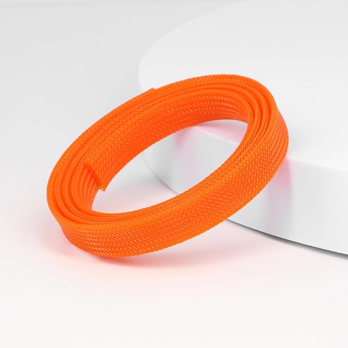 25ft PET Expandable Braided Cable Sleeve 1/3inch(8mm) Pet Braided Cable Sleeve for Audio Video Device Wire Automotive Wire (Orange)